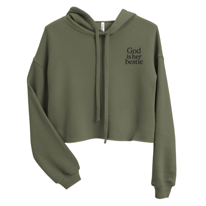 God is Her Bestie - Fleece Crop Hoodie